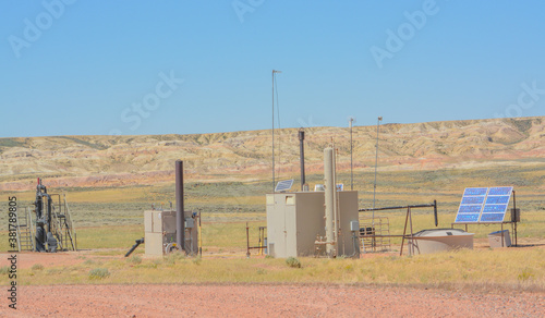 Fracking equipment for Oil and Natural gas extraction. Hydraulic Fracturing Shale in Carbon County Wyoming