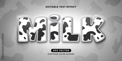 Milk editable text effect vector