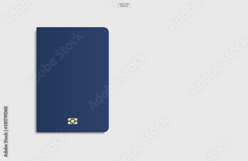 Blue passport background on white background. Vector.