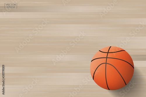 Basketball ball on wooden background. Vector.
