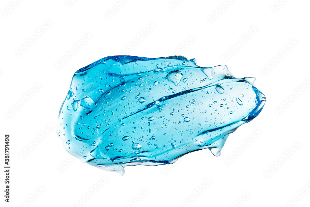 Blue hair gel soap cream cosmetic or alcohol gel bubble isolated on