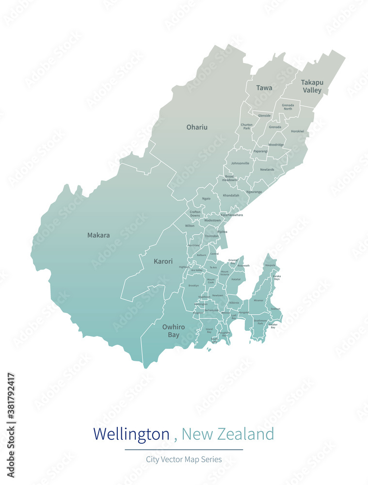 Fototapeta premium Wellington Map. a major city in the New Zealand.
