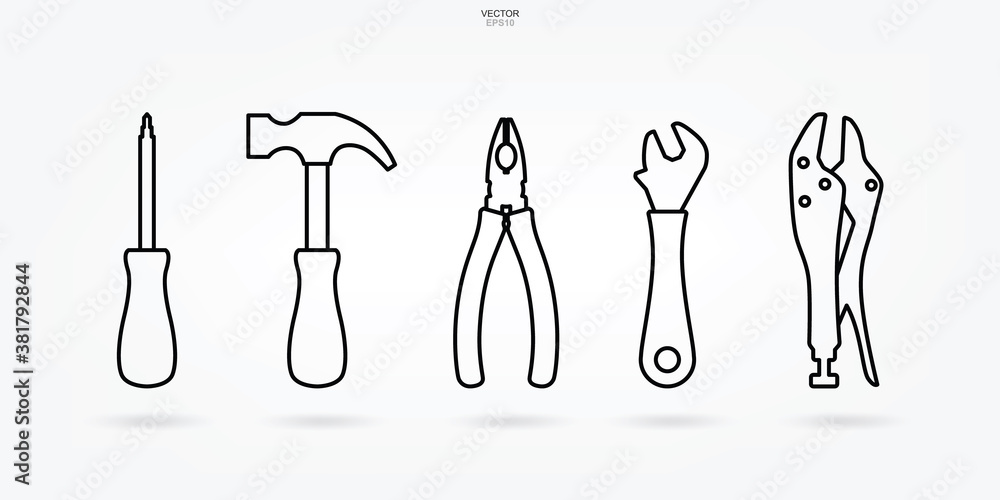 Craftsman tool icon. Technician tool sign and symbol. Vector. Craftsman tool icon. Technician tool sign and symbol. Vector.
