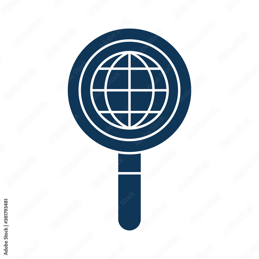 global sphere in lupe silhouette style icon vector design global sphere in lupe silhouette style icon vector design
