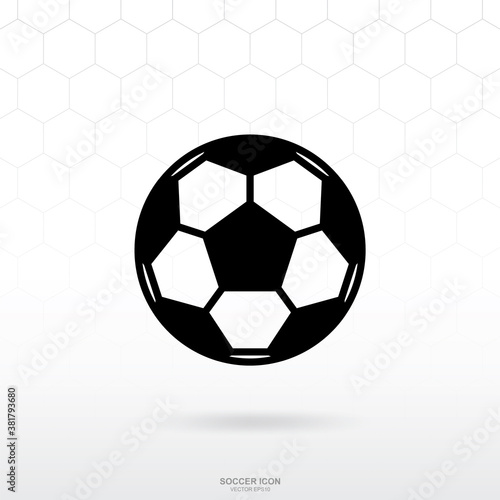 Soccer football ball icon. Soccer sport sign and symbol for template design. Vector.