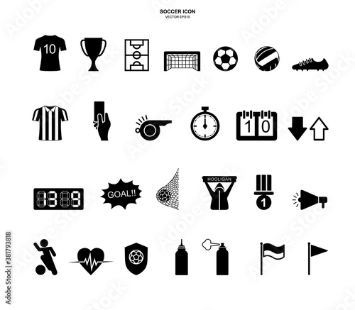 Soccer football icon set. Abstract sport sign and symbol. Vector.