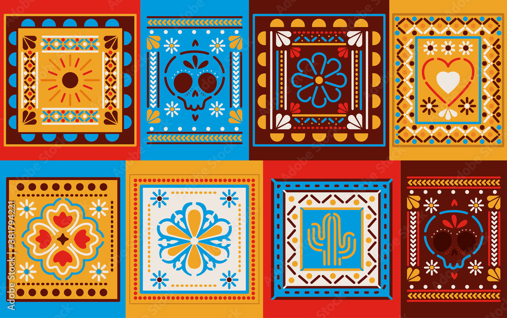 © Grgroup - Mexican colored frames set vector design