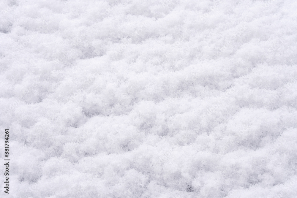 White snow background after snowfall outdoors