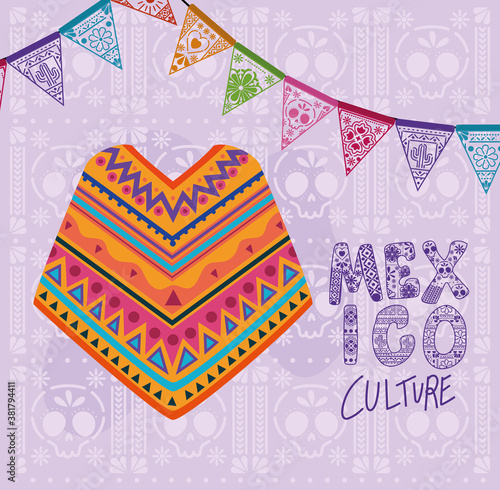 Mexico culture with poncho vector design