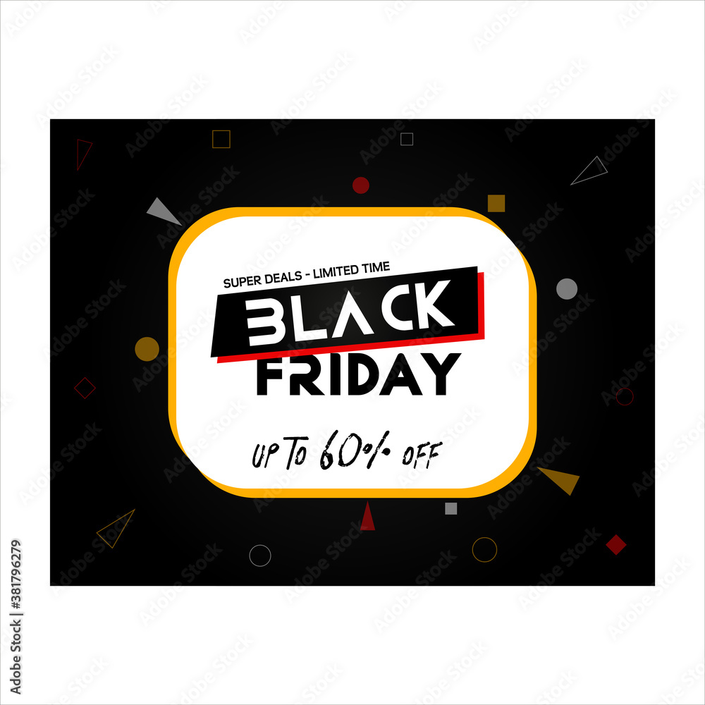 Fototapeta premium Black Friday yellow and black abstract Sale banner with discount layout design vector illustration