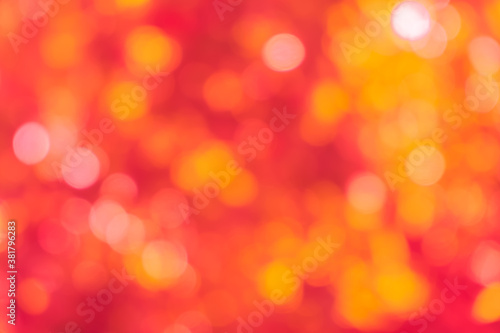 Red passionate and glamour bright bokeh background. Shaped blurred red abstract banner. Love theme illustration. Valentines day concept. Design decorative glitter .