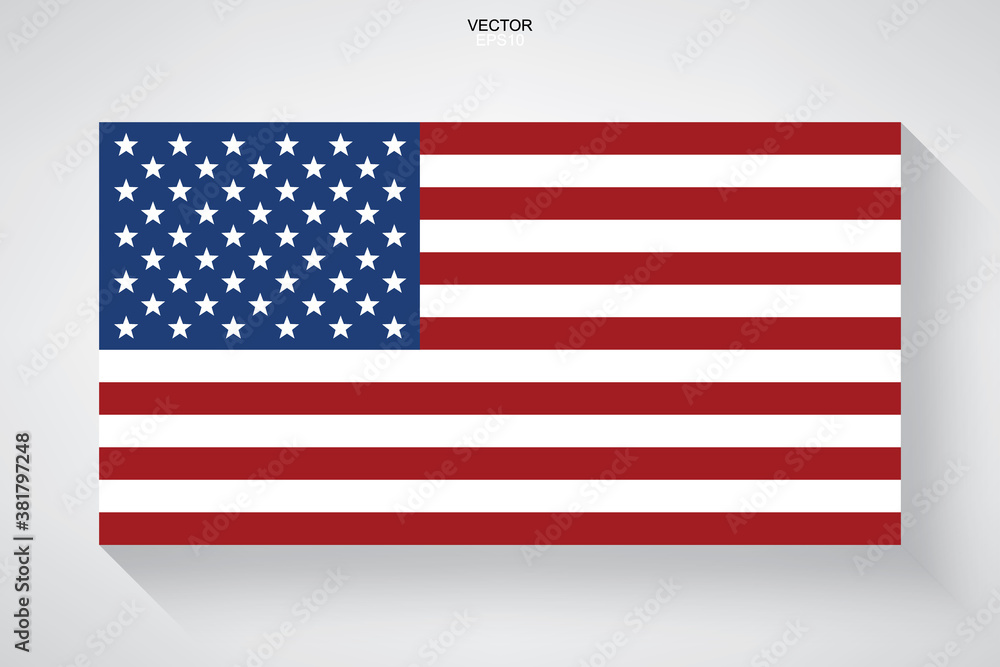 Abstract American flag with long shadow effect on white background. Vector. Abstract American flag with long shadow effect on white background. Vector.