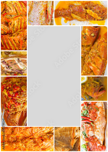 collage de poissons cuisinés entiers à la créole, gastronomie réunionnaise 