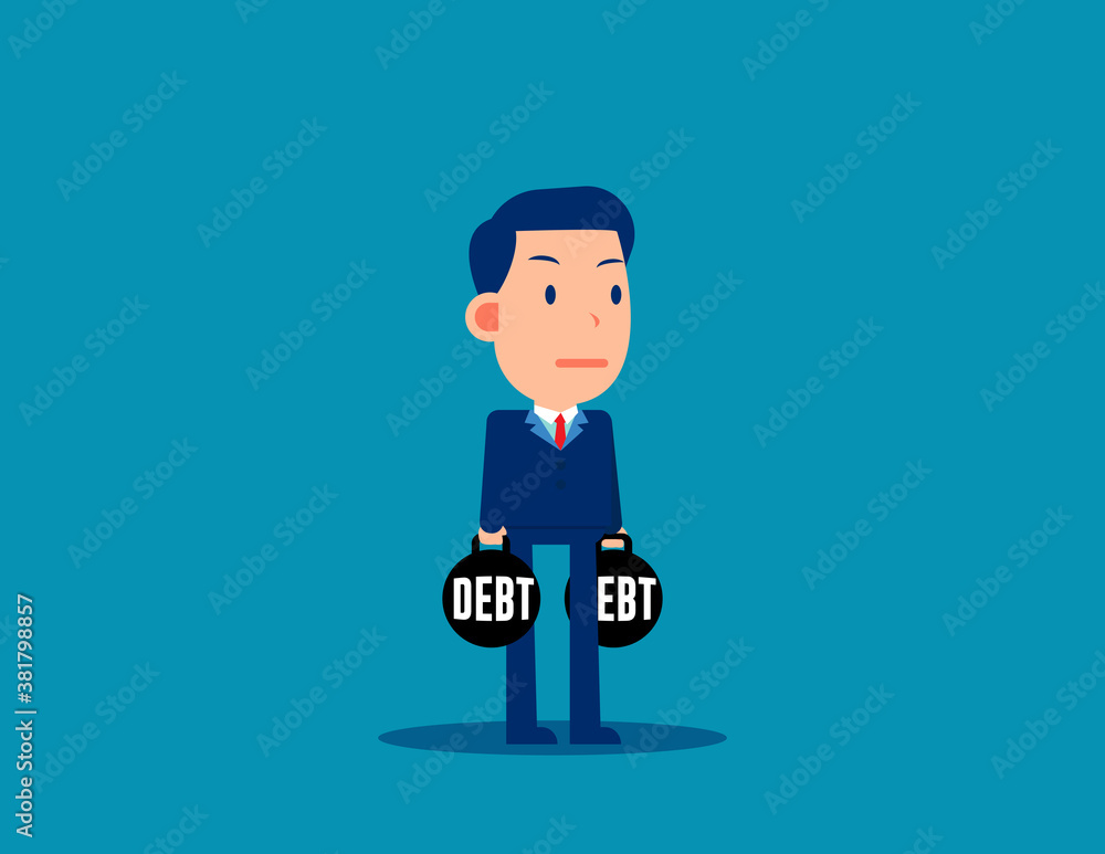 A business person hold a debt pendulum. Loan concept A business person hold a debt pendulum. Loan concept