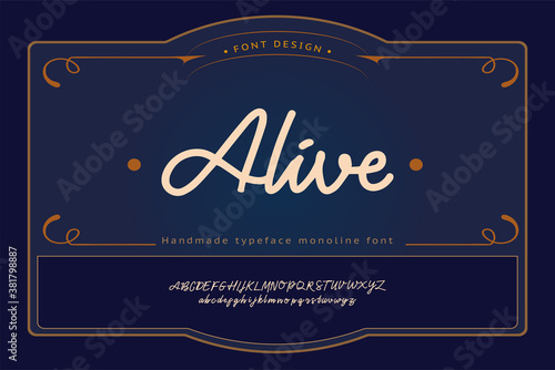 Hand drawn mono line font lowercase and uppercase. Calligraphy decorative ABC alphabet isolated. Hand lettering and custom typography for your designs, logo, poster, card. Vector typeface.
