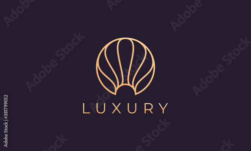 gold pearl logo template with luxurious and elegant circle shape