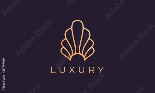 gold pearl logo template with luxurious and elegant shape