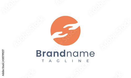 caring logo template with two hands reaching for each other