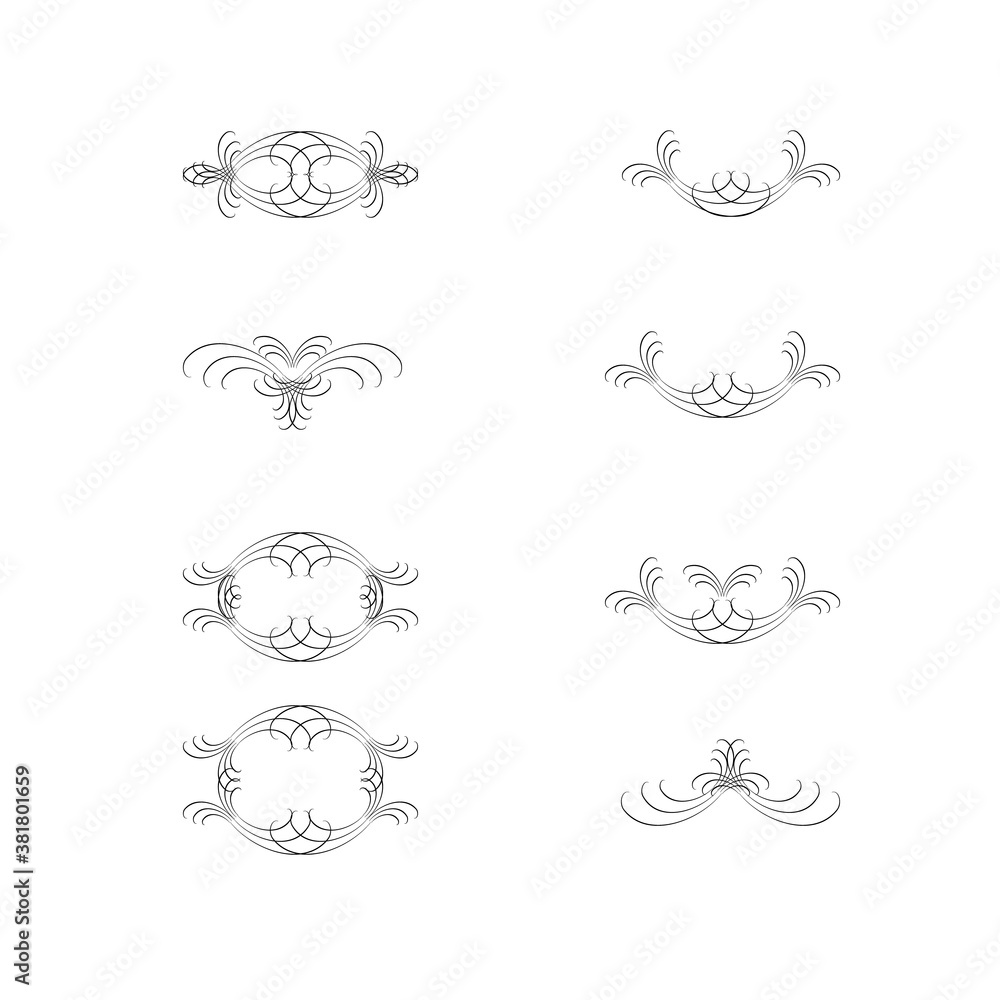 Decorative swirl divider. Elegance line set Vector