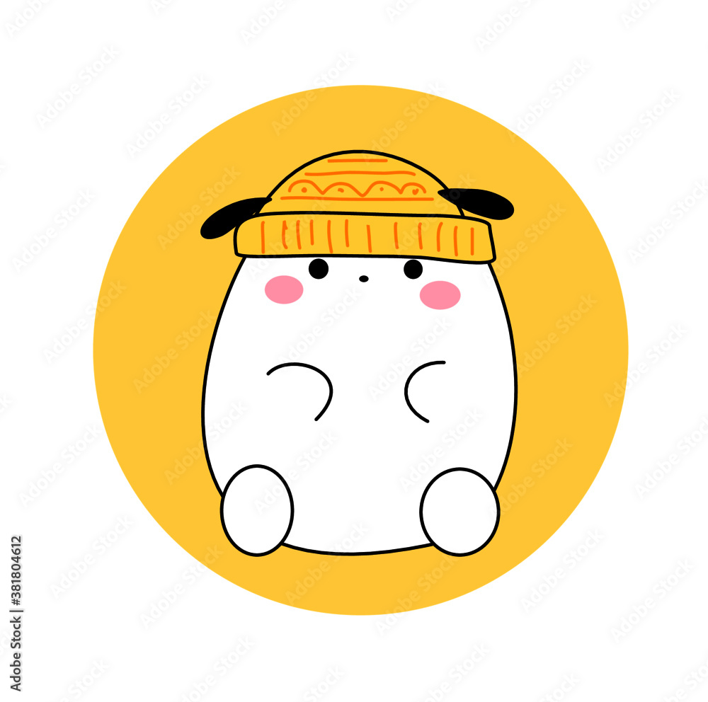 hand drawn illustration of a puppy with cozy hat hand drawn illustration of a puppy with cozy hat