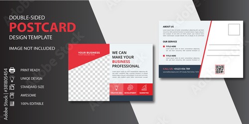 Red Corporate business postcard or EDDM postcard design template	