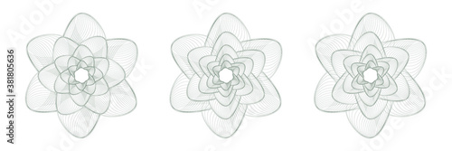 Design elements. Guilloche elements for make diploma or certificate. Set