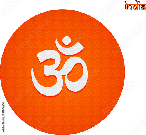 Om Flag flying with white and black om symbol illustration