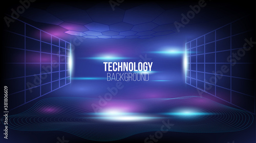 Abstract technology background Hi-tech communication concept, technology, digital business, innovation, science fiction scene vector illustration with copy-space.
