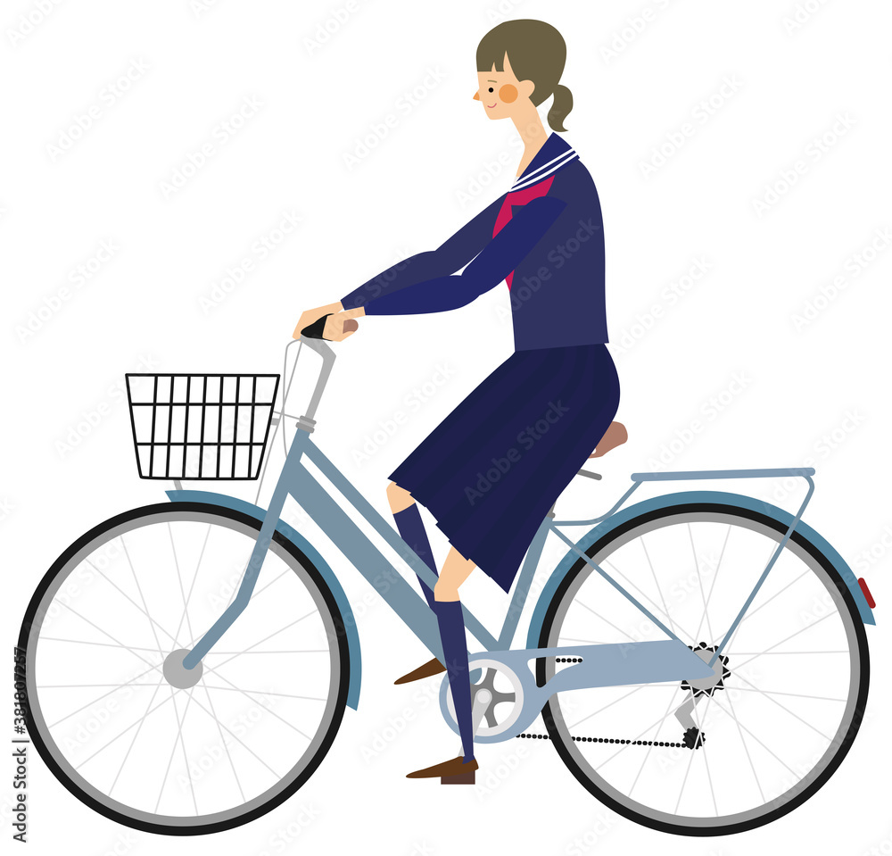 自転車に乗る女子学生のイラスト Stock Vector Adobe Stock 自転車に乗る女子学生のイラスト Stock Vector Adobe Stock