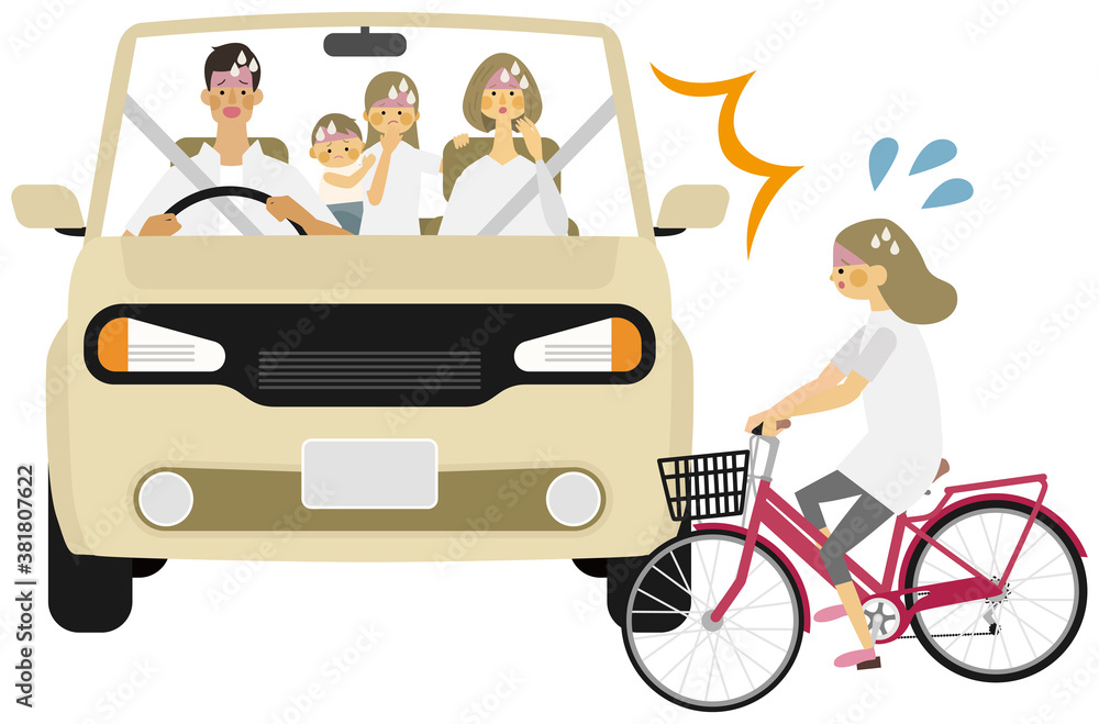 車と高校生の子供の事故イラスト 車と高校生の子供の事故イラスト