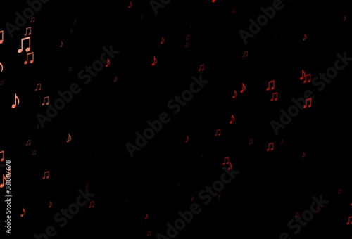 Dark Red vector pattern with music elements.