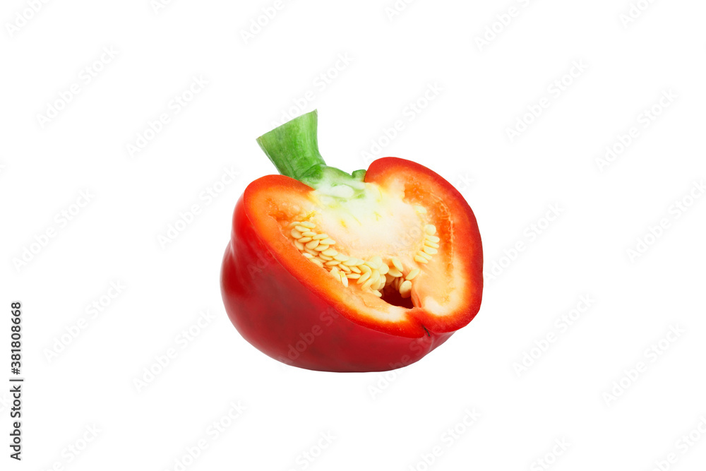 Red raw bell pepper, white background Red raw bell pepper, white background