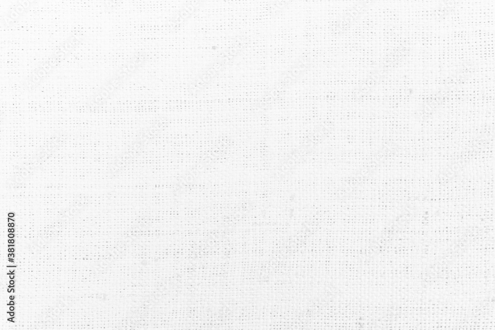 Fototapeta premium White Hemp rope texture background. Haircloth or blanket wale cloth wallpaper. Rustic sackcloth canvas fabric texture in natural. Natural vintage linen burlap weaving, Old cotton carpet background.