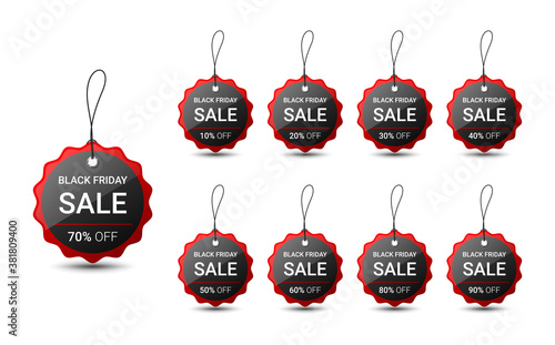 Black Friday price tag design template for promotion, vector illustration