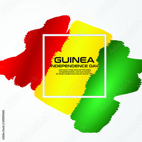 Guinea Independence Day Patriotic Design. Happy Independence Day Guinea Vector Greeting CardVector. illustration on white background. Brush strokes drawn by hand. 