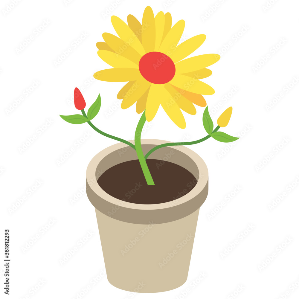 Pot plant flat isometric icon
Pot plant flat isometric icon
