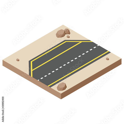 
Isometric icon of an under construction road 
