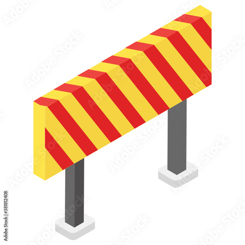 
Isometric flat icon of barrier, barricade
