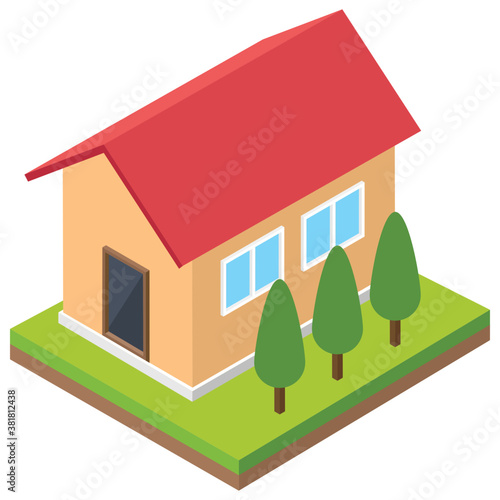 
Residential building isometric flat icon
