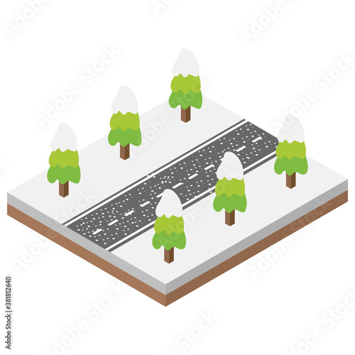 
Town road, avenue isometric icon 
