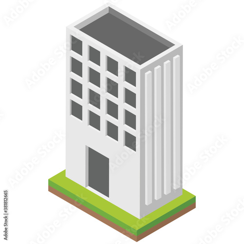 
Isometric icon of apartment building 
