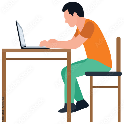 
Online working, flat icon design of assignment 
