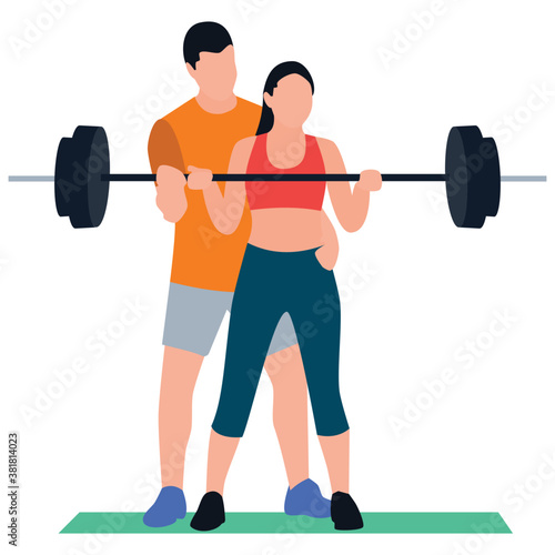  Weightlifting training flat icon design 