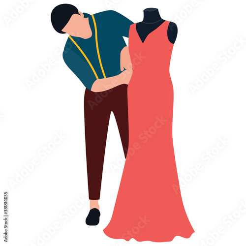 
Flat vector of dress designer 
