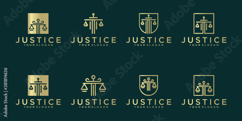set of justice symbol Law Firm,Law Office, Lawyer services, Luxury vintage crest logo, Vector logo