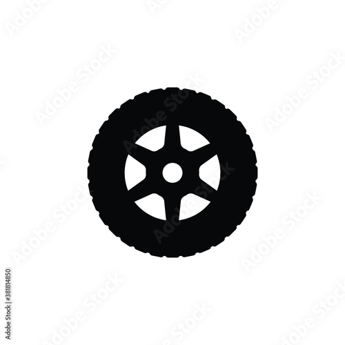 Car wheel icon vector isolated on white, logo sign and symbol.