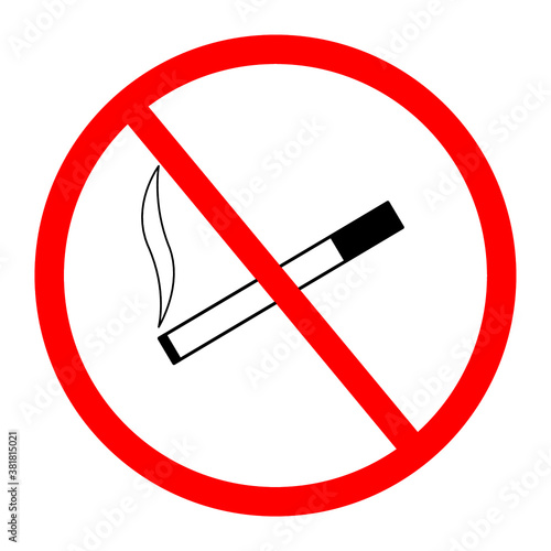 A sign prohibiting smoking cigarettes in a public place. No smoking. Smoker. The harm of nicotine to the health of smokers. Bad habit. Tobacco in a cigarette. Template for text. Stop bad habits.