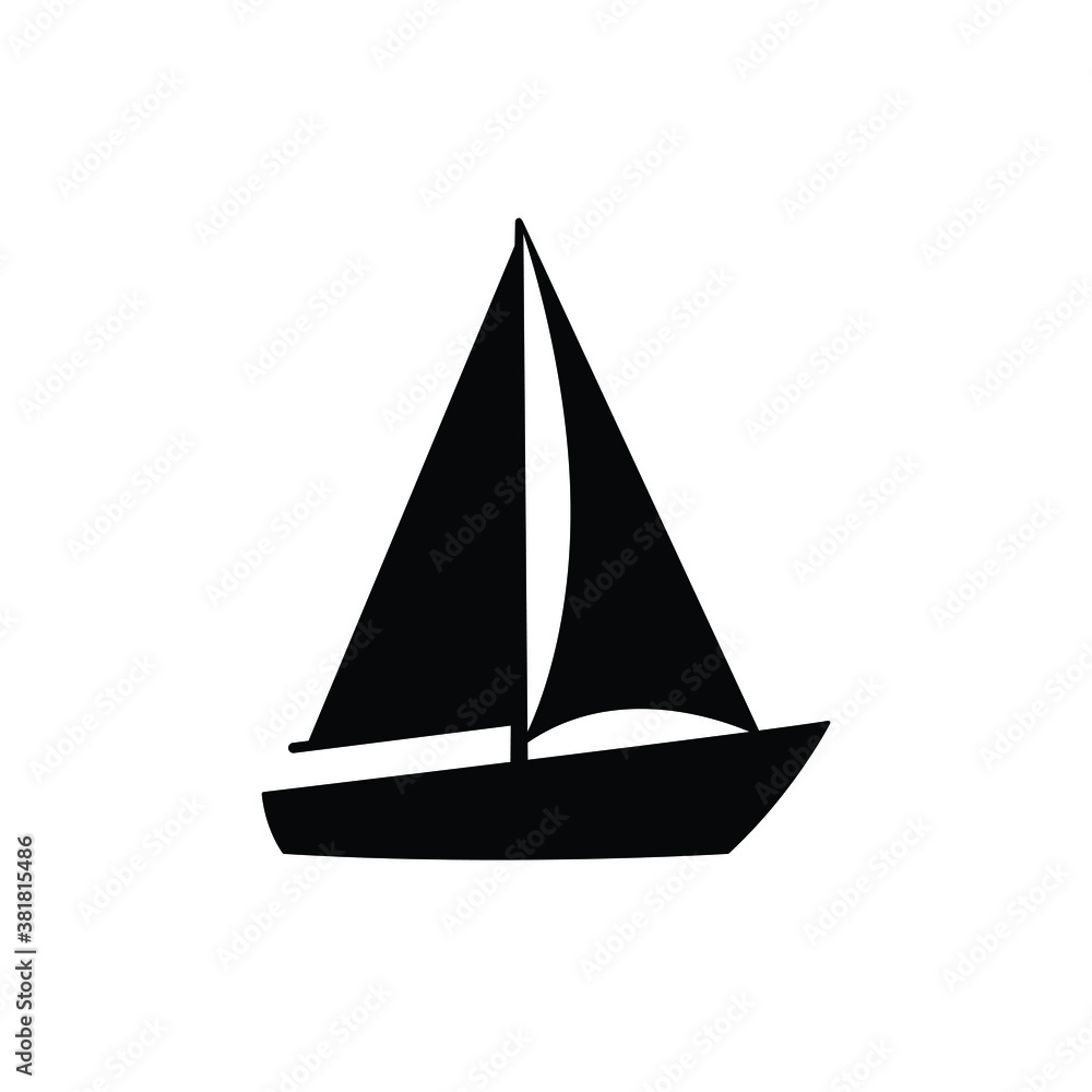 Sailing boat icon vector isolated on white, logo sign and symbol.