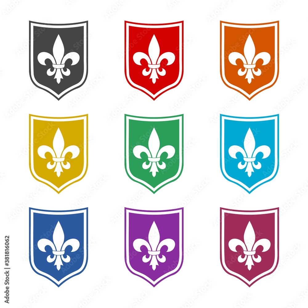 Fleur de lis logo, icon, color set Fleur de lis logo, icon, color set