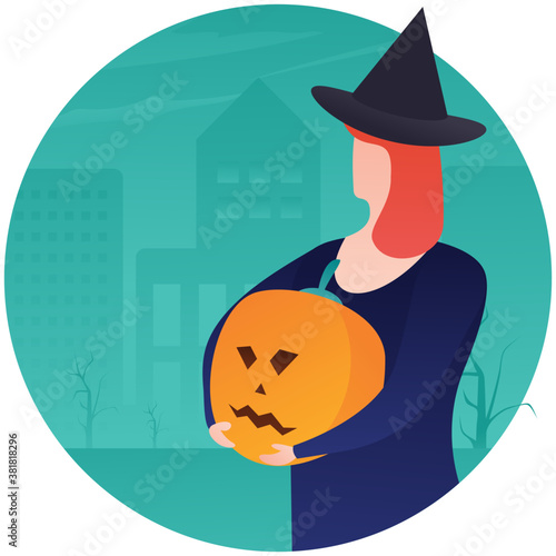 
Halloween pumpkin flat icon design 
 photo